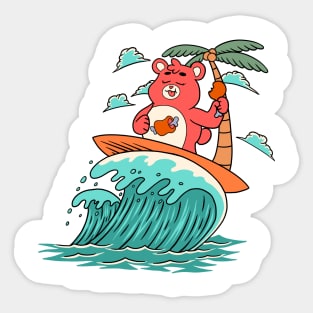 Care Bears Eating While Surfing Sticker